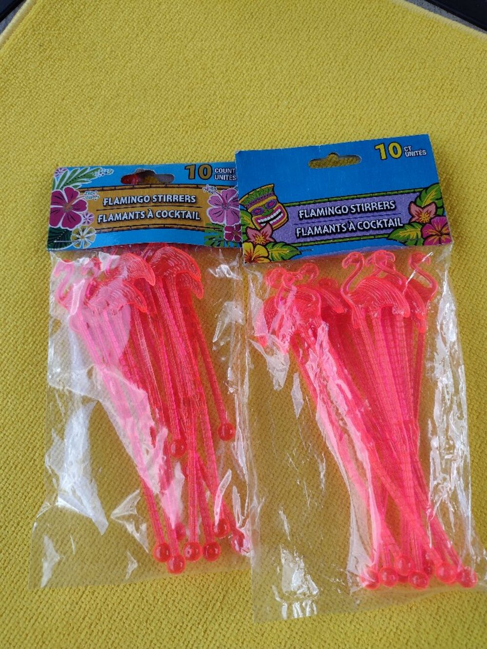 New Sealed Plastic Flamingo Drink Stirrers